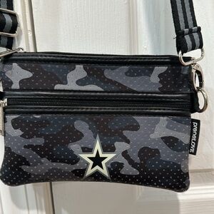 NWOT Grey camo nylon crossbody that can be used as a belt bag.